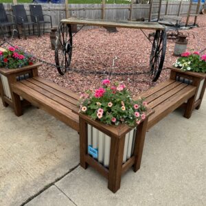 Corner Bench with Three Flower Pots